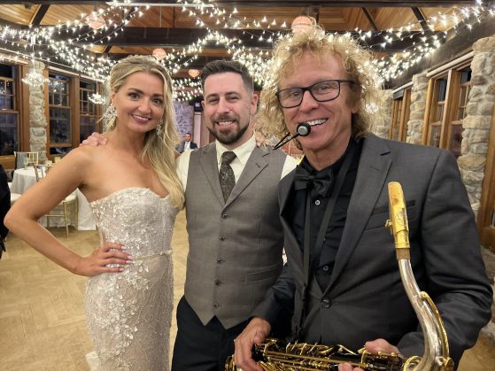 MattyB performing live saxophone during a wedding reception in Southwest Florida