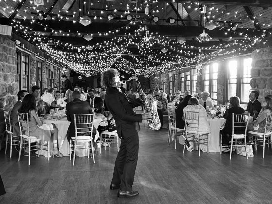 MattyB performing live saxophone during a wedding reception in Southwest Florida